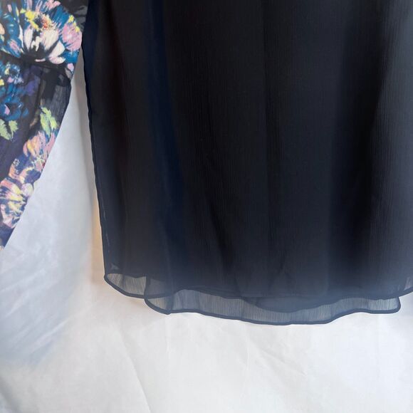 Apt 9 Floral Sheer Sleeve Color Block Boho Cottage Core Whimsical Blouse Size MD - Picture 4 of 9